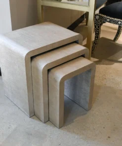 Made Goods Harlow Nesting Tables Sand Faux Shagreen