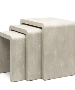 Made Goods Harlow Nesting Tables Sand Faux Shagreen