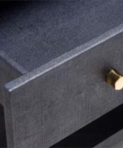 Made Goods Maris Double Nightstand Dark Navy Faux Belgian Linen New Arrivals