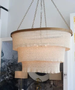 Made Goods Patricia Chandelier Oval Natural Coco Beads And Gold Metal 13 Made Goods Patricia Chandelier Oval Natural Coco Beads And Gold Metal