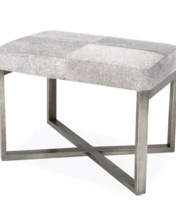 Made Goods New Arrivals Roger Single Bench Gray Hide With Silver Metal Base