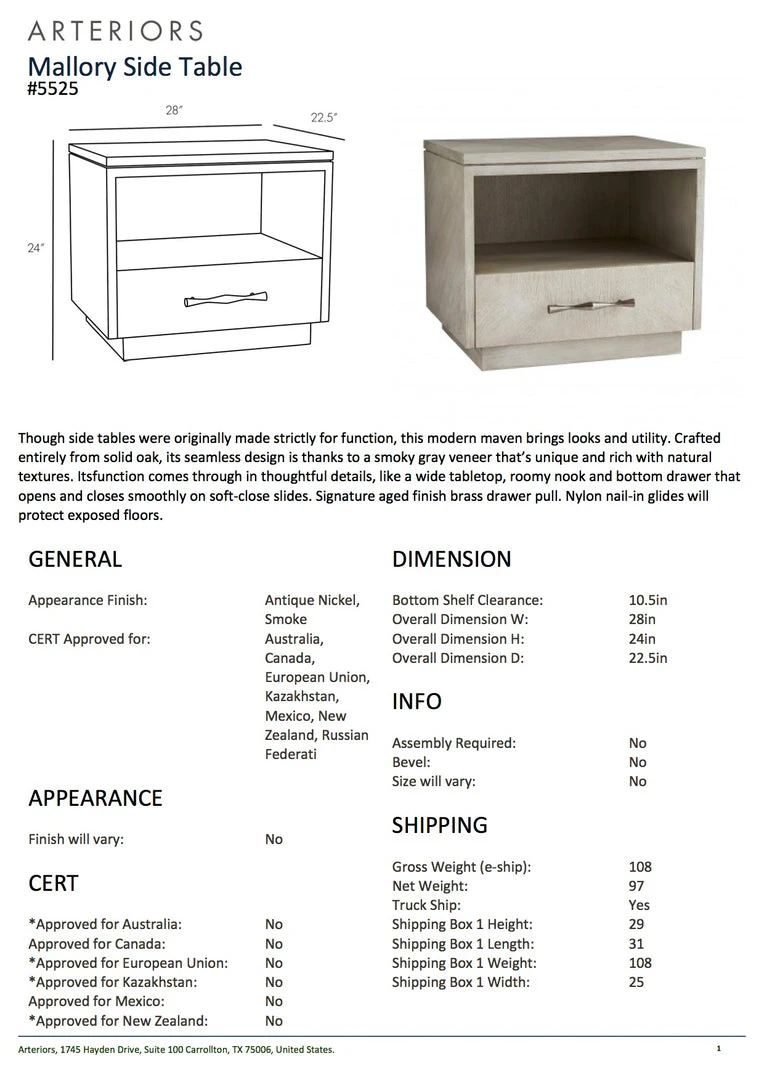 Arteriors Home New Arrivals Mallory Side Table Gray 7 Arteriors Home New Arrivals Mallory Side Table Gray