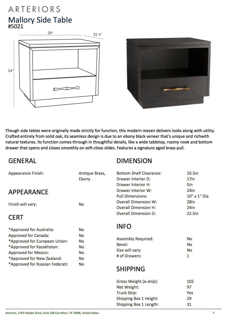Arteriors Home New Arrivals Mallory Side Table Ebony 7 Arteriors Home New Arrivals Mallory Side Table Ebony