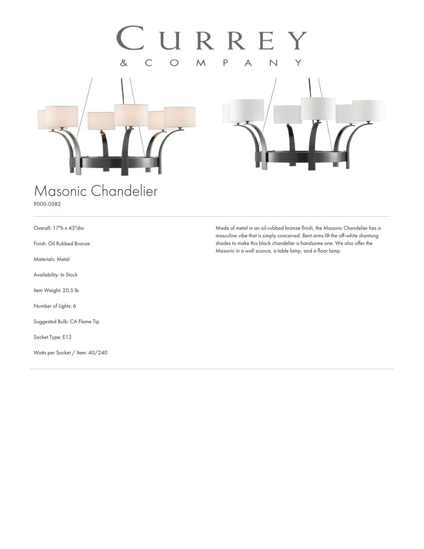 Currey And Company Masonic Chandelier 6 Currey And Company Masonic Chandelier