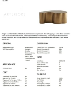 Arteriors Home New Arrivals Meadow Cocktail Table Brass