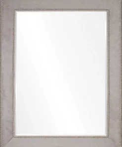 Mirror Home Grey Hide And Silver Nailhead Mirror New Arrivals