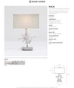 Made Goods New Arrivals Naia Table Lamp White Faux Coral
