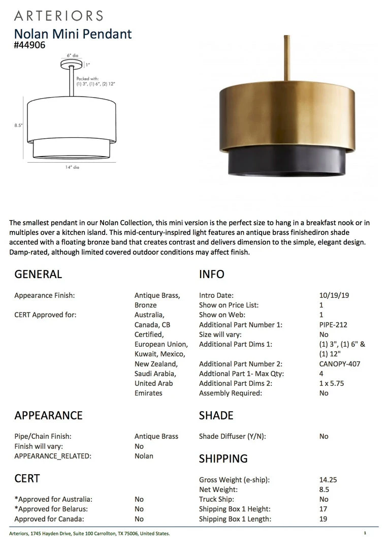 Arteriors Home Nolan Mini Pendant Black New Arrivals 7 Arteriors Home Nolan Mini Pendant Black New Arrivals