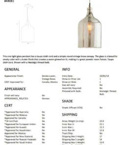 Arteriors Home Noreen Pendant Smoke Luster