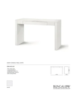 Bungalow 5 New Arrivals Odom Console Table White