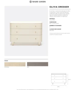 Made Goods New Arrivals Olivia 3 Drawer Dresser Off White Faux Raffia