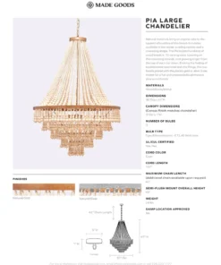 Made Goods Pia Large Chandelier Gold