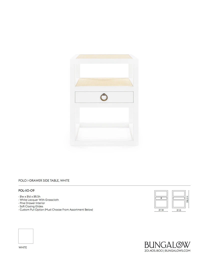 Bungalow 5 Polo 1 Drawer Side Table Grasscloth And White Lacquer New Arrivals 9 Bungalow 5 Polo 1 Drawer Side Table Grasscloth And White Lacquer New Arrivals