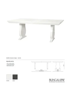 Bungalow 5 Porto Dining Table White