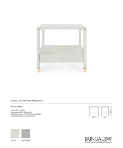 Bungalow 5 New Arrivals Pascal 1 Drawer Side Table Silver