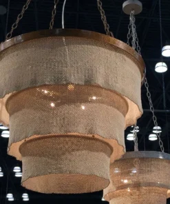 Made Goods New Arrivals Patricia Chandelier Natural Coco Beads And Gold Metal