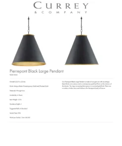 Currey And Company Pierrepont Pendant Black Two Sizes