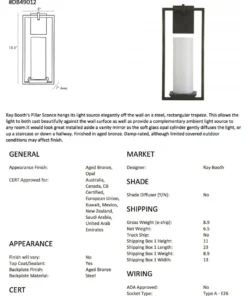 Arteriors Home Pillar Sconce Aged Bronze 16 Arteriors Home Pillar Sconce Aged Bronze