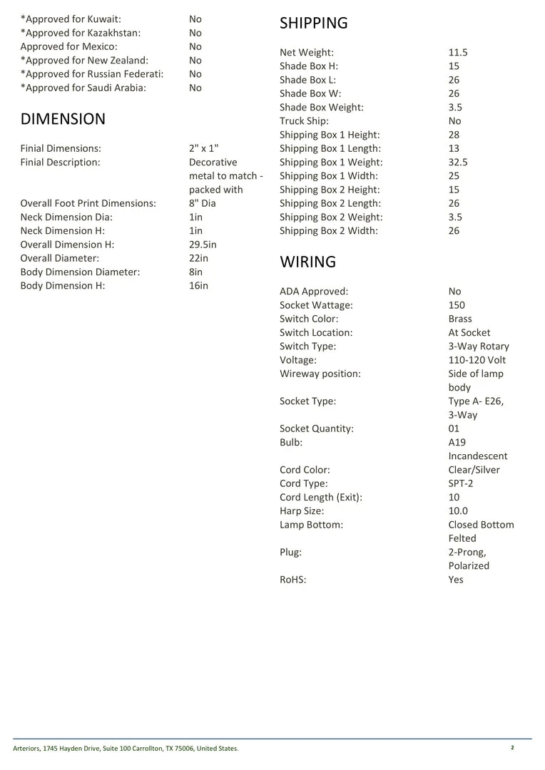 Arteriors Home Prague Lamp Blackened 10 Arteriors Home Prague Lamp Blackened