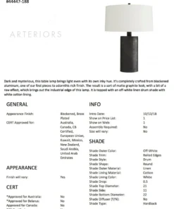 Arteriors Home Prague Lamp Blackened 17 Arteriors Home Prague Lamp Blackened