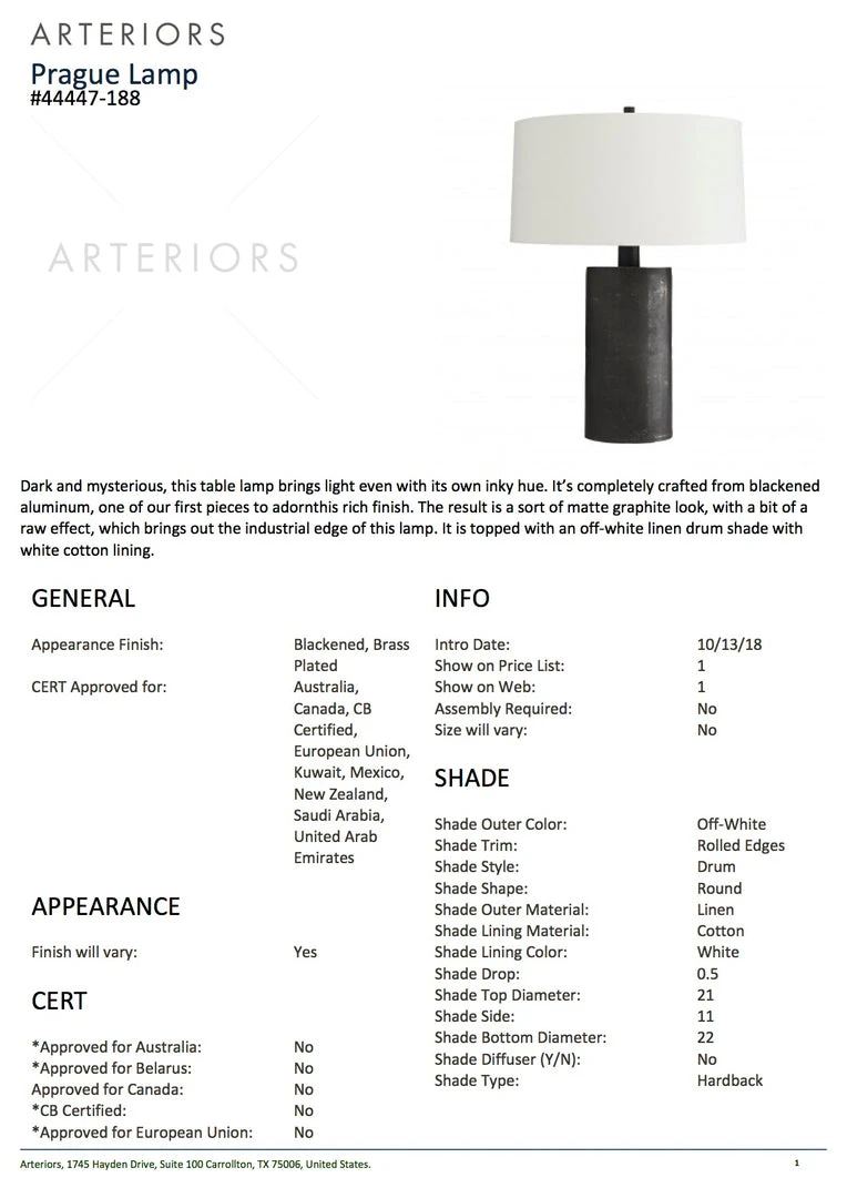 Arteriors Home Prague Lamp Blackened 9 Arteriors Home Prague Lamp Blackened