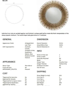 Arteriors Home Prescott Round Mirror Gold Leaf