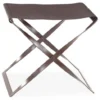 Global Views Folding Stool Iron And Brown Leather