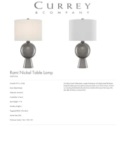 Currey And Company New Arrivals Rami Nickel Table Lamp 7 Currey And Company New Arrivals Rami Nickel Table Lamp