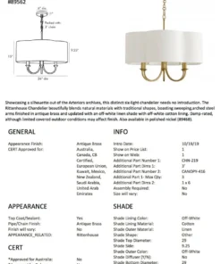 Arteriors Home New Arrivals Rittenhouse Chandelier Antique Brass Small