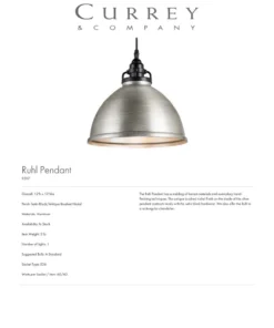 Currey And Company New Arrivals Ruhl Pendant