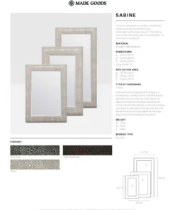 Made Goods Sabine Rectangular Mirror Cool Grey Faux Shagreen 7 Made Goods Sabine Rectangular Mirror Cool Grey Faux Shagreen