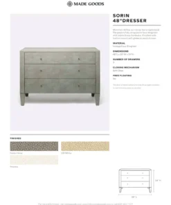 Made Goods Sorin 48" Dresser Castor Gray Faux Shagreen 7 Made Goods Sorin 48