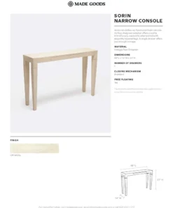 Made Goods New Arrivals Sorin Console Narrow Off White Faux Shagreen