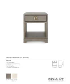 Bungalow 5 Stanford 1 Drawer Side Table Taupe Gray