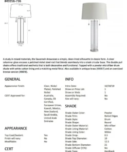 Arteriors Home New Arrivals Savannah Lamp Polished Nickel