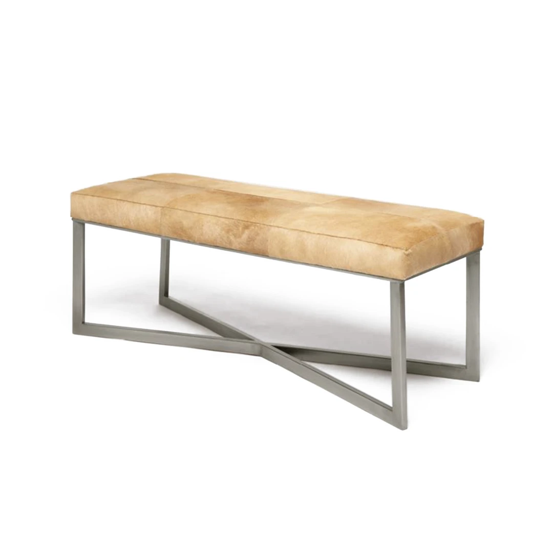 Made Goods Roger Double Bench Beige Hide With Silver Metal Base New Arrivals 3 Made Goods Roger Double Bench Beige Hide With Silver Metal Base New Arrivals