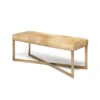 Made Goods Roger Double Bench Beige Hide With Antique Brass Base