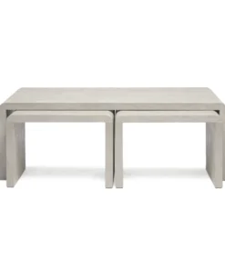 Made Goods Harlow Nesting Coffee Tables Sand Faux Shagreen