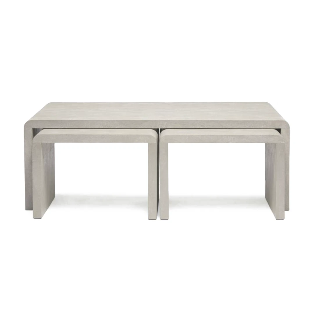 Made Goods Harlow Nesting Coffee Tables Sand Faux Shagreen 4 Made Goods Harlow Nesting Coffee Tables Sand Faux Shagreen