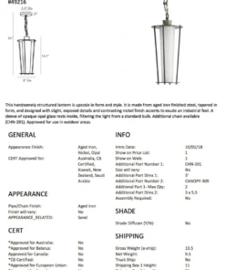 Arteriors Home New Arrivals Sorel Outdoor Pendant Iron