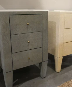 Made Goods New Arrivals Sorin 3 Drawer Single Nightstand Castor Gray Faux Shagreen