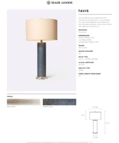 Made Goods New Arrivals Tavis Table Lamp Warm Silver Faux Linen