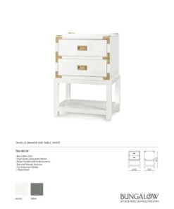 Bungalow 5 Tansu Two Drawer Side Table White 7 Bungalow 5 Tansu Two Drawer Side Table White