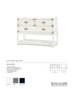 Bungalow 5 New Arrivals Tansu Console Table White