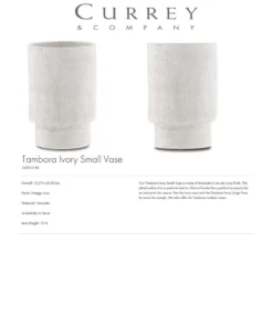 Currey And Company Tambora Vase Ivory Large New Arrivals