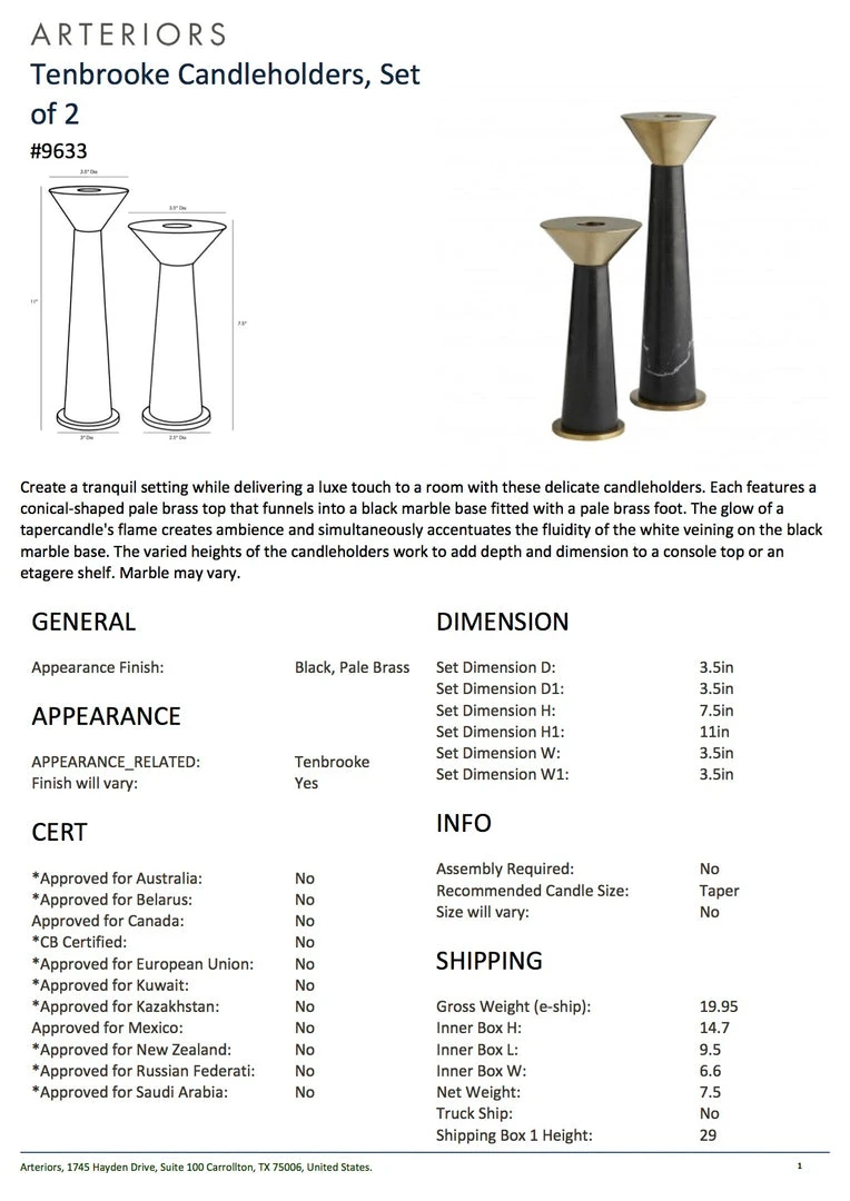 Arteriors Home New Arrivals Tenbrooke Candleholders Black Set Of Two 7 Arteriors Home New Arrivals Tenbrooke Candleholders Black Set Of Two