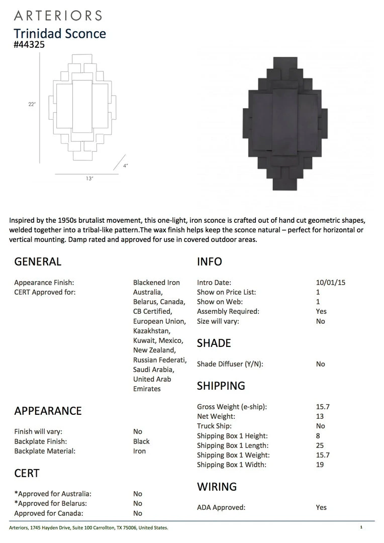 Arteriors Home Trinidad Wall Sconce 6 Arteriors Home Trinidad Wall Sconce