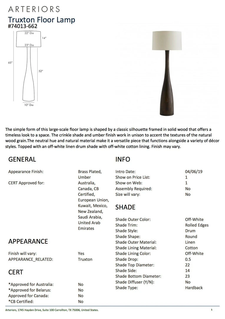 Arteriors Home New Arrivals Truxton Floor Lamp 7 Arteriors Home New Arrivals Truxton Floor Lamp