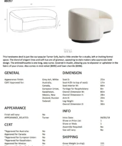 Arteriors Home Turner Small Sofa Muslin New Arrivals