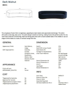 Arteriors Home Turner Sofa Indigo Velvet Dark Walnut 15 Arteriors Home Turner Sofa Indigo Velvet Dark Walnut